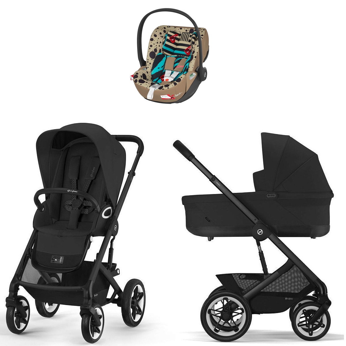 Коляска Cybex Talos S Lux BLK complete Cloud T One Love 3 в 1 Moon Black с дождевиками