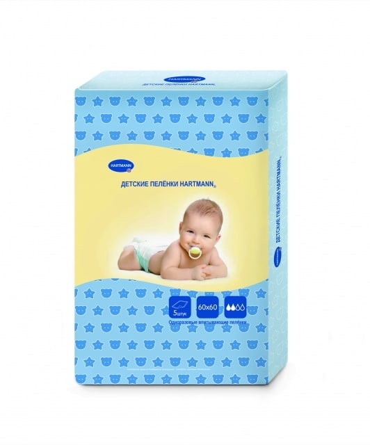 Детские пелёнки Hartmann 60x60 см. 5 шт.