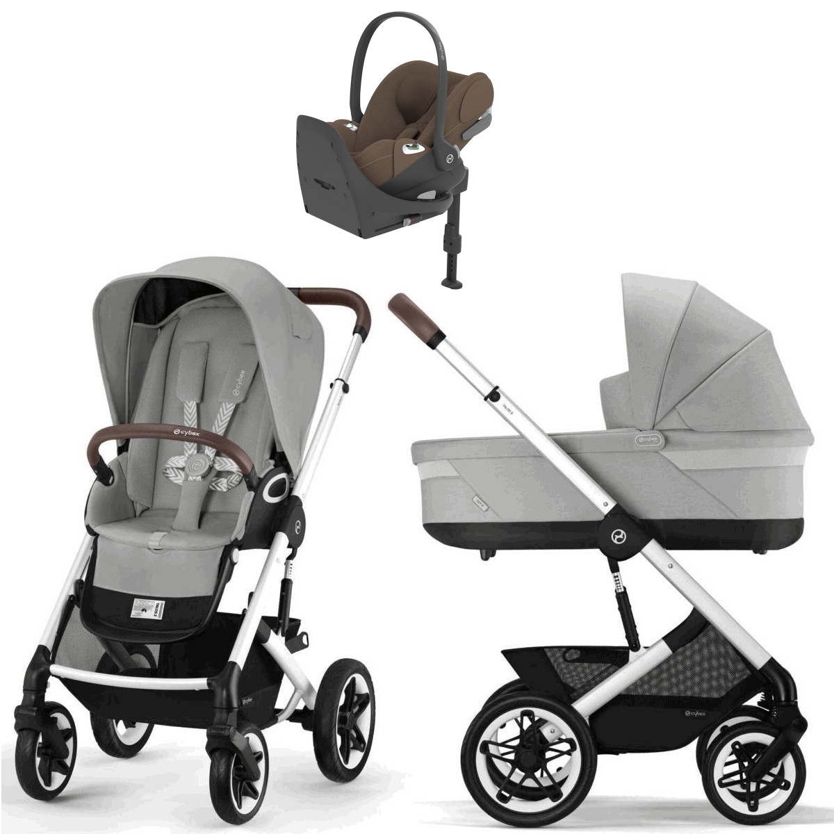 Коляска Cybex Talos S Lux SLV complete Cloud T Coconut Brown Plus Base T 4 в 1 Stone Grey с дождевиками