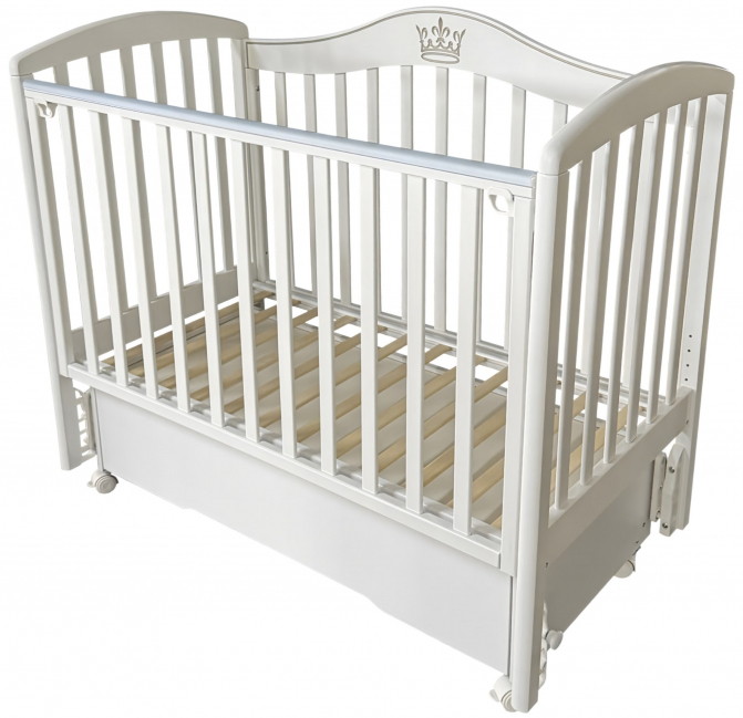 Детская кроватка Кедр Люси 3 (маятник универсальный, колесо) белый