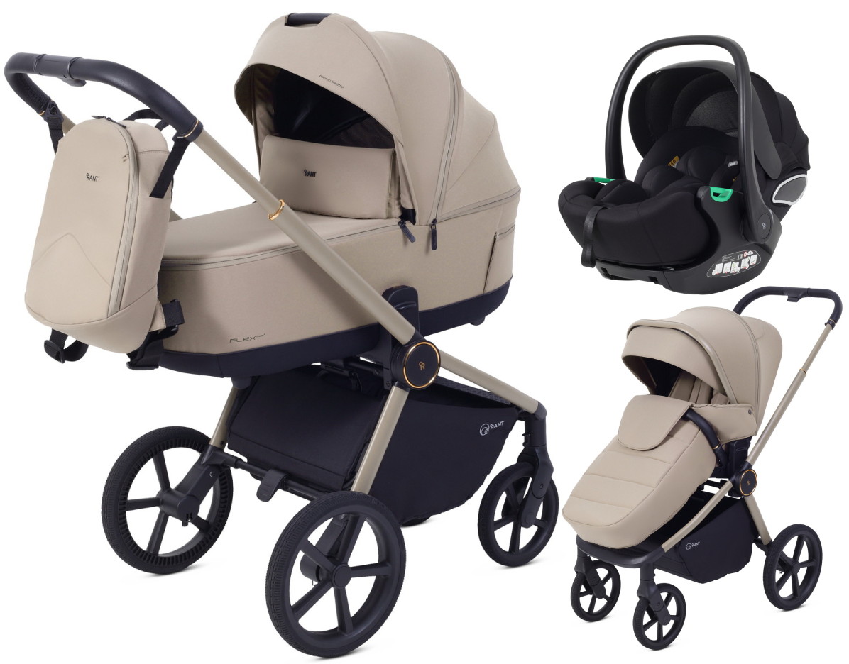 Детская коляска Rant Flex Therm Soft 3 в 1 с автокреслом Evomax Black Sandy Beige