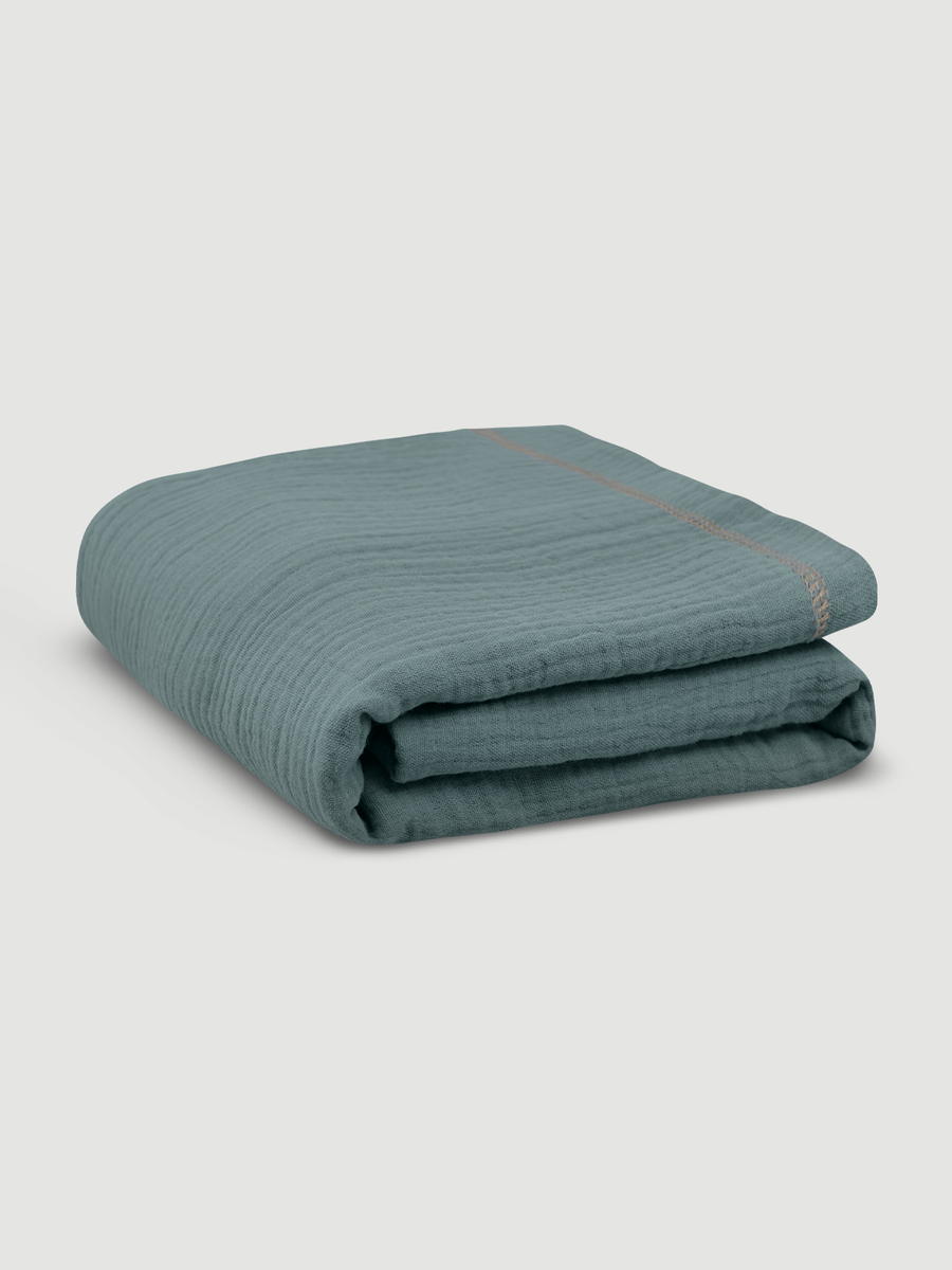 Плед-пелёнка Mjolk Gray Blue из муслинового хлопка 100х100 см