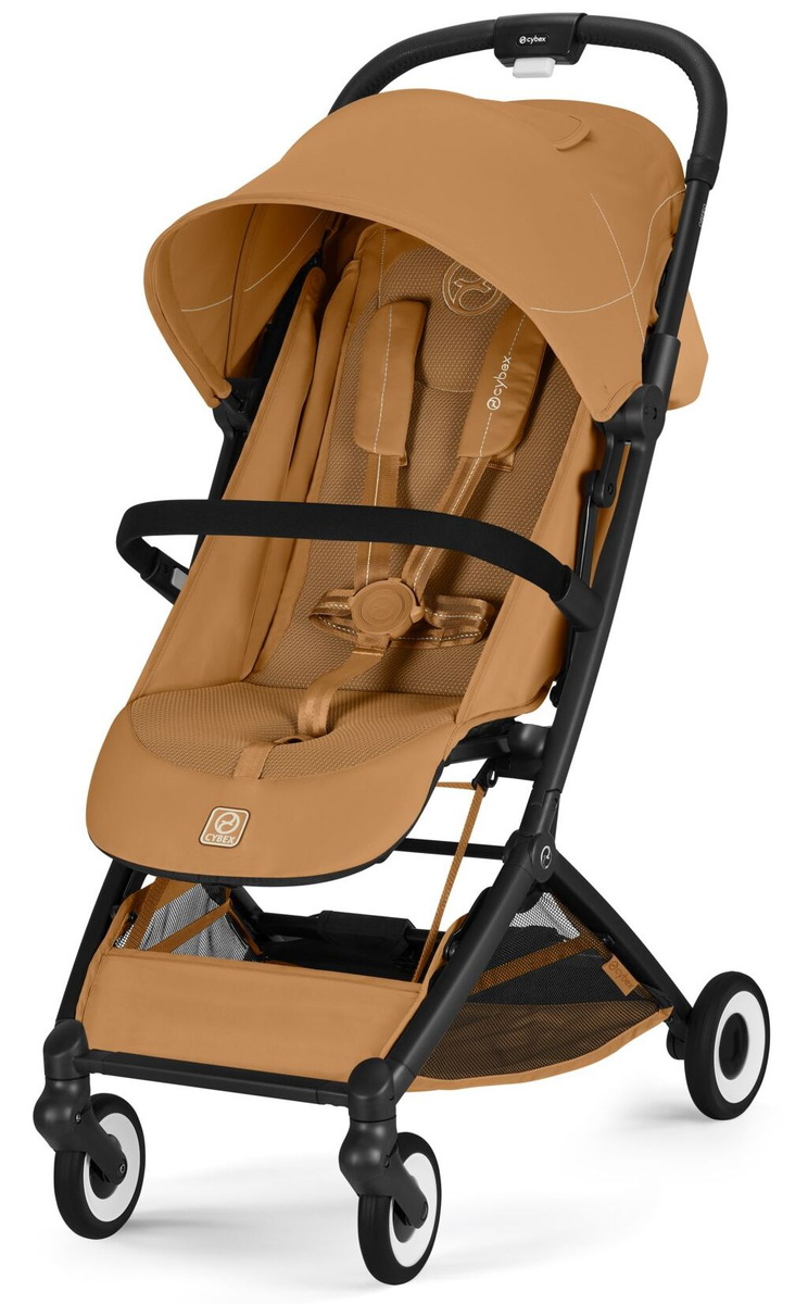 Прогулочная коляска Cybex Orfeo BLK 2026 Cinnamon Yellow с бампером и дождевиком
