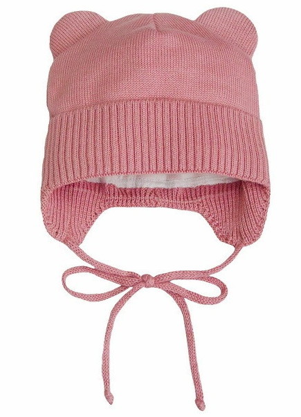 Шапочка вязаная AmaroBaby Pure Love Bear с подкладом ЧЗ розовый 46