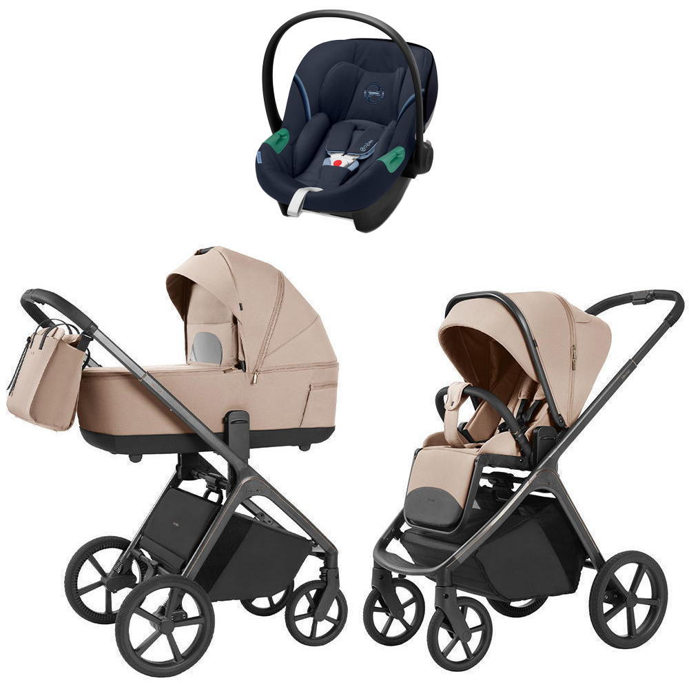 Коляска Carrello Vector 2025 CRL-6551 и автокресло Cybex Aton S2 Ocean Blue 3 в 1 Mellow Beige