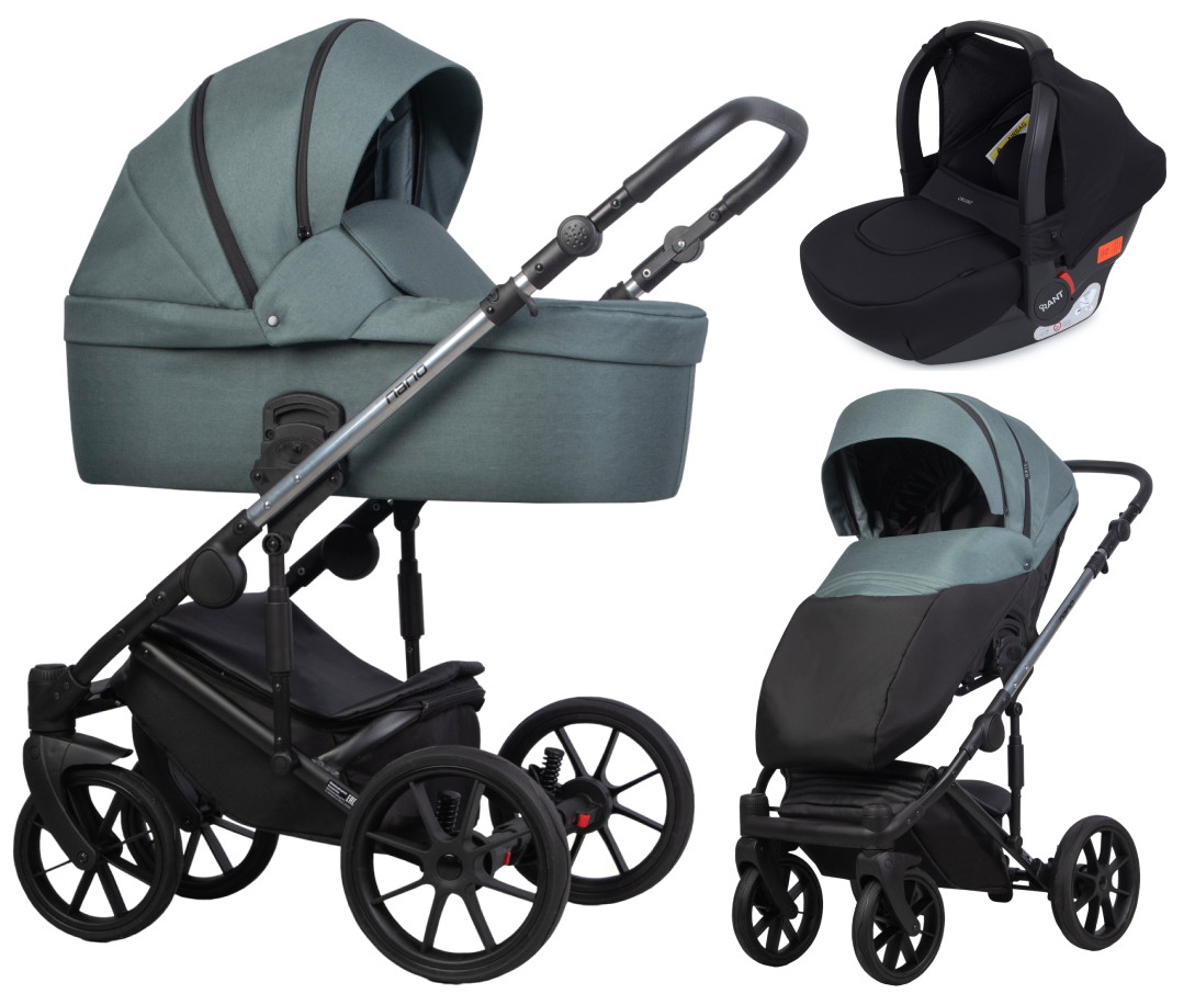 Детская коляска Riko Nano Thermo 3 в 1 с автокреслом Rant Cruise Black 14 Dark sage (темно-зеленый)