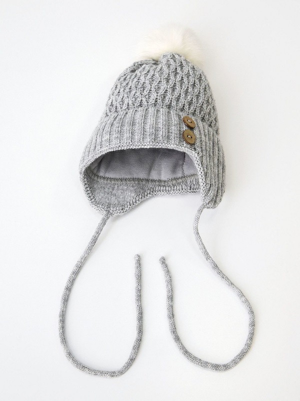 Шапочка вязаная AmaroBaby Pure Love Wool утепленная серый 40