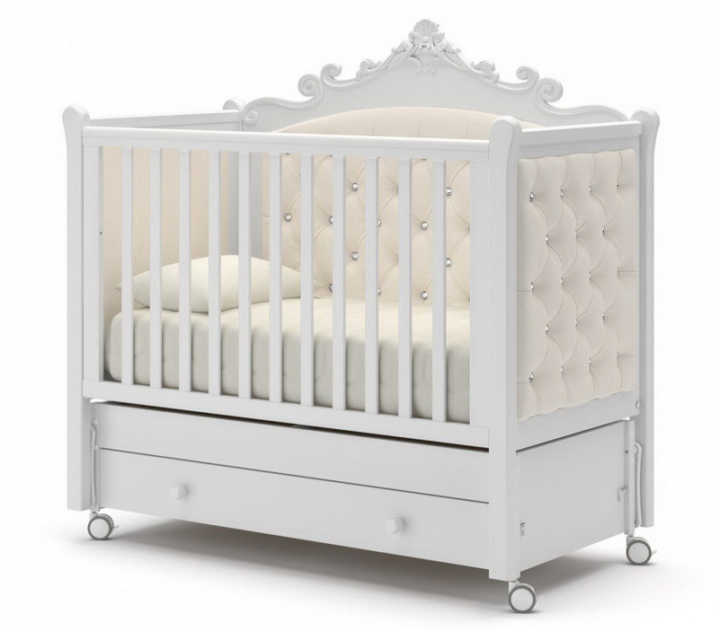 Детская кроватка Гандылян Лиона (маятник продольный) 120х60 белый