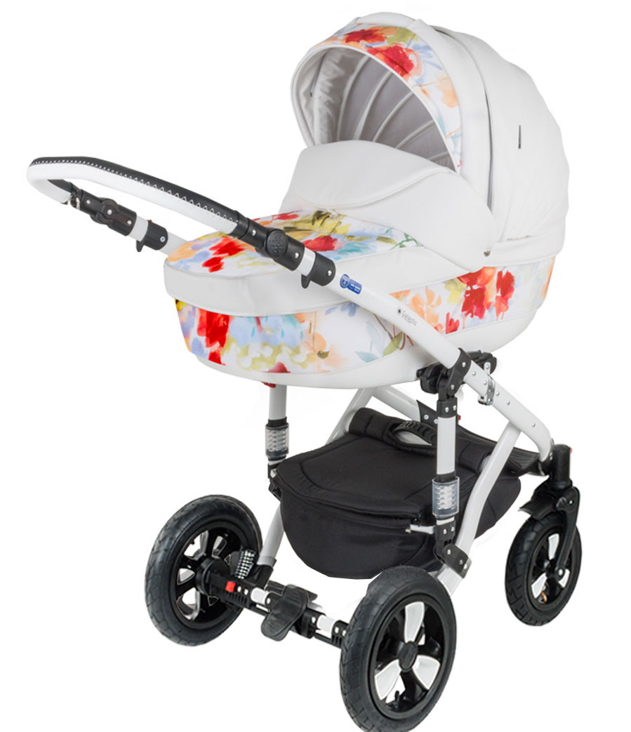 Детская коляска Adamex Galactic 3 в 1 1S (БЕЛ.КОЖА-КРАСН.ЦВЕТЫ)