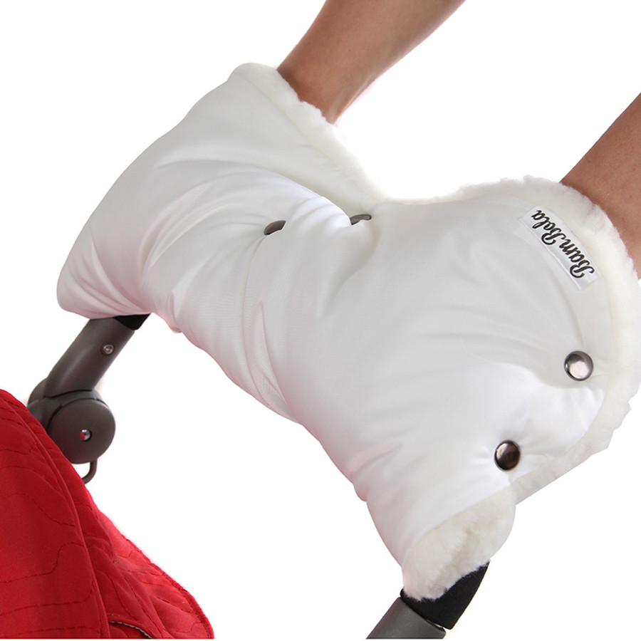 Муфта для коляски Bambola шерстяной мех,плащевка,кнопки лайт Белая