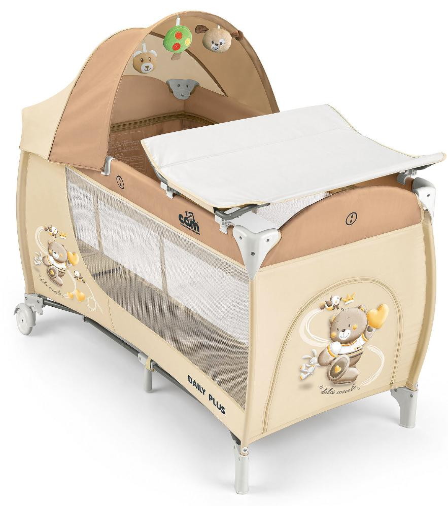 Детская кровать-манеж CAM Daily Plus 240 бежевый с медвежонком