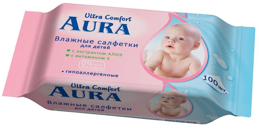 Детские влажные салфетки Aura Ultra Comfort 100 шт.