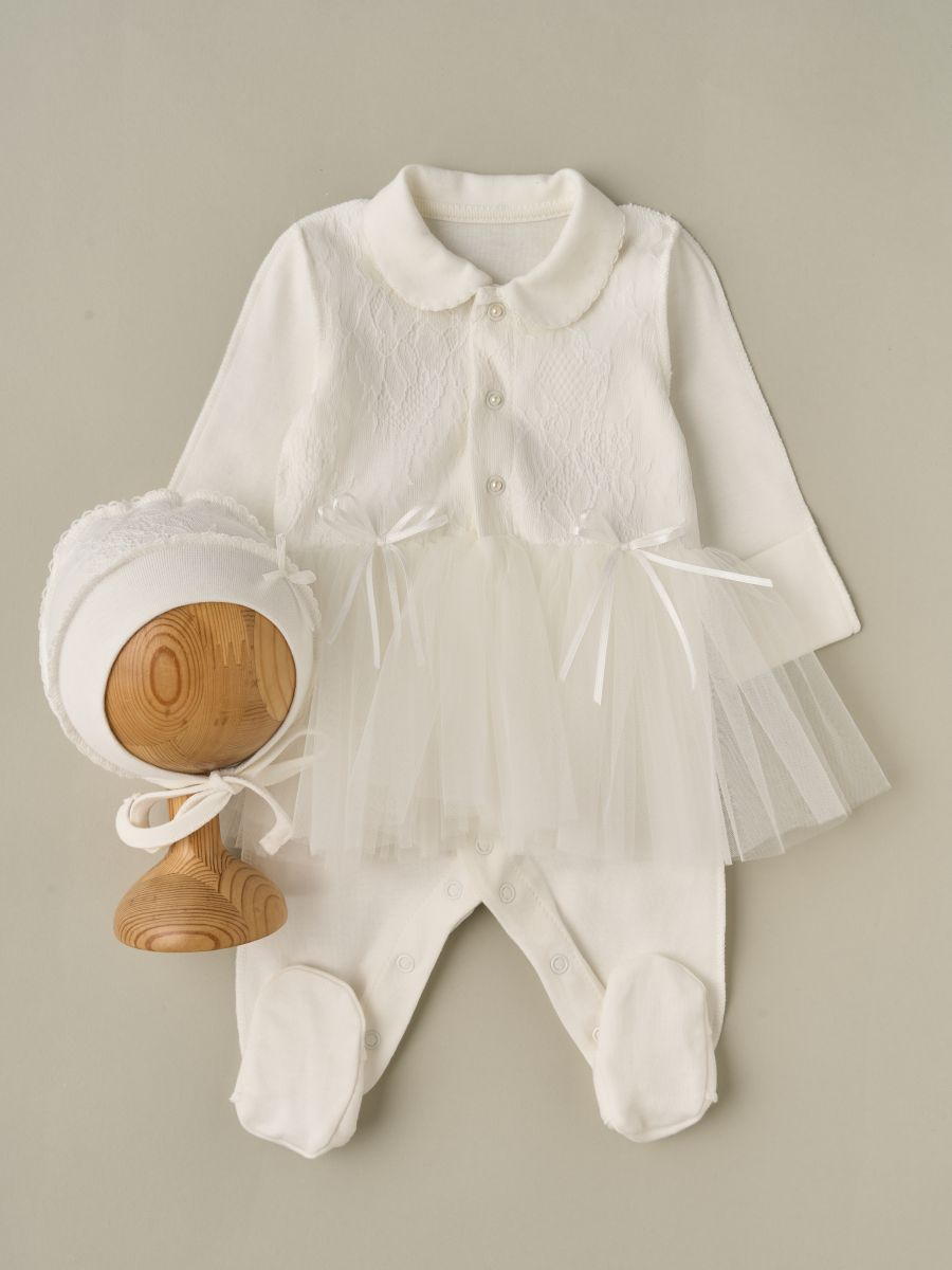 Комбинезон с юбочкой и чепчик Little Star Эмили 3362 (ЧЗ-мз) крем 56