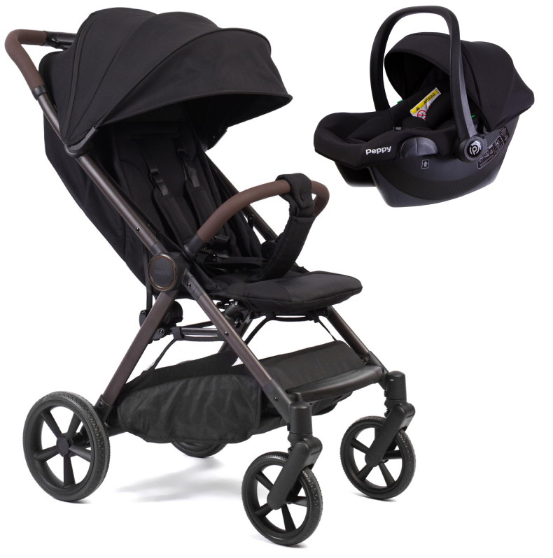 Прогулочная коляска Peppy Vigo с автокреслом Rise Black Black черный