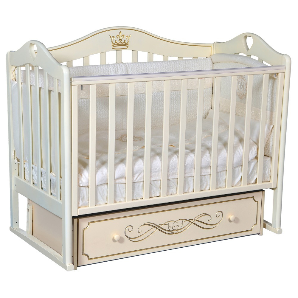 Детская кроватка Кедр Karolina 8 с универсальным маятником слоновая кость
