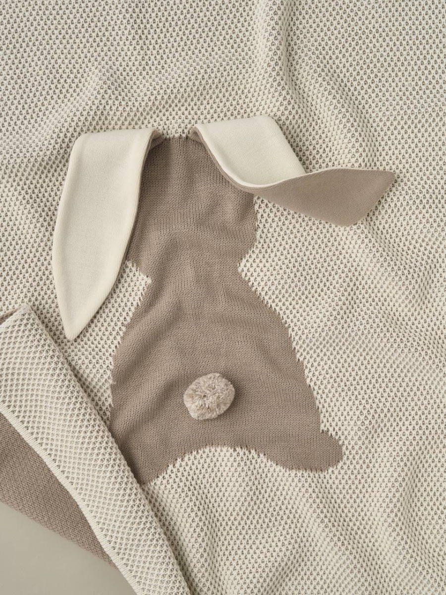 Плед двойной вязки Little Star Зайка 120*90 0425 серо-бежевый/крем