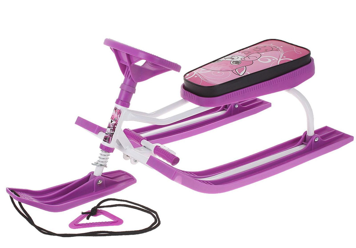 Детский снегокат Тяни-Толкай Пингвин сиреневый-розовый, 85995