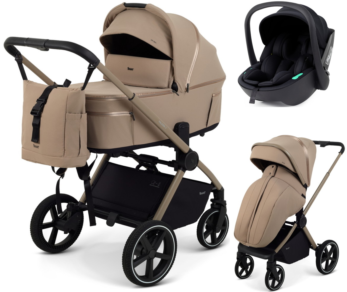 Детская коляска Rant Falcon X 3 в 1 RA126 с автокреслом Miro Black Beige