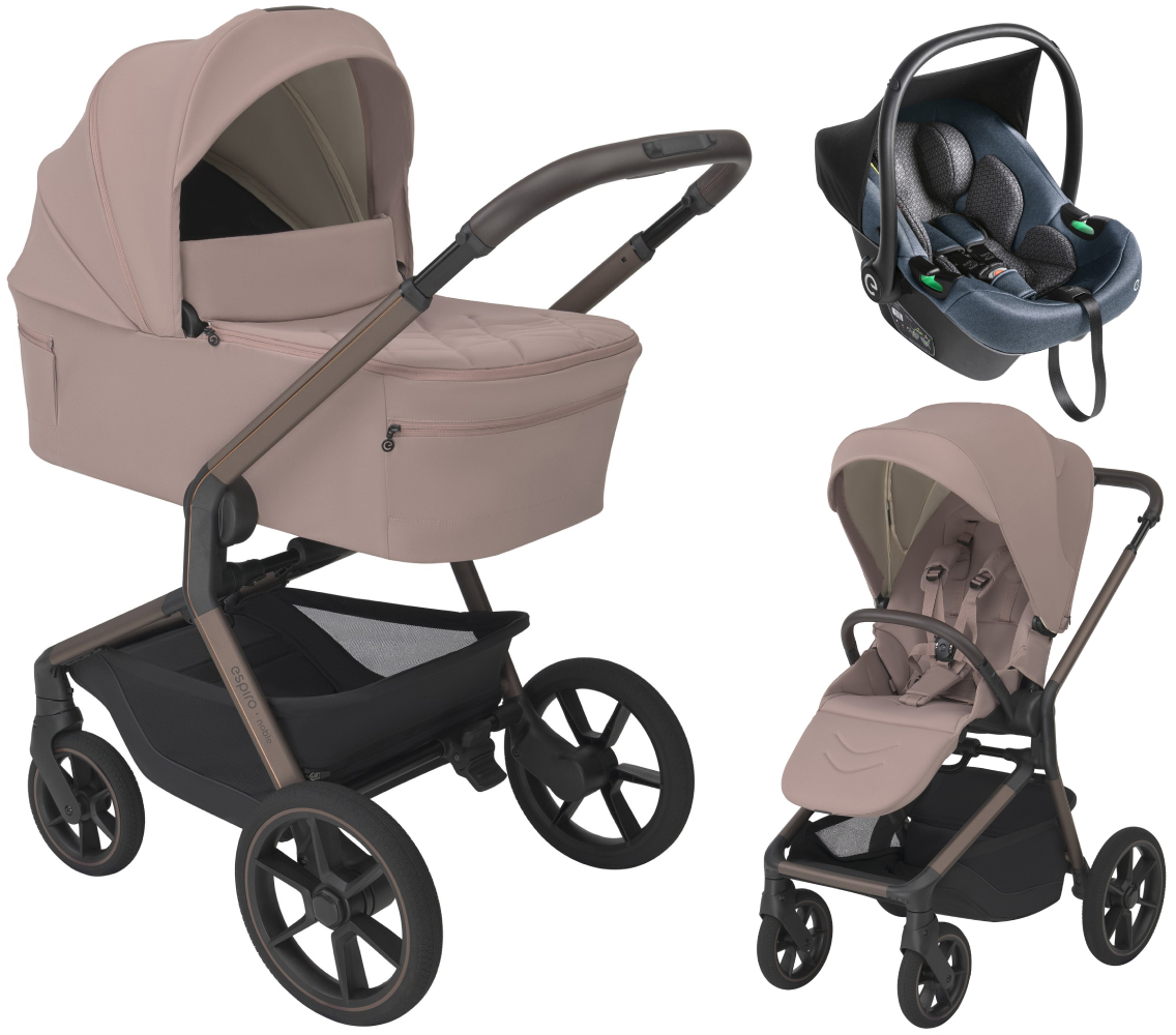 Детская коляска 3 в 1 Espiro Noble и автокресло PI Gray blue 08 peony