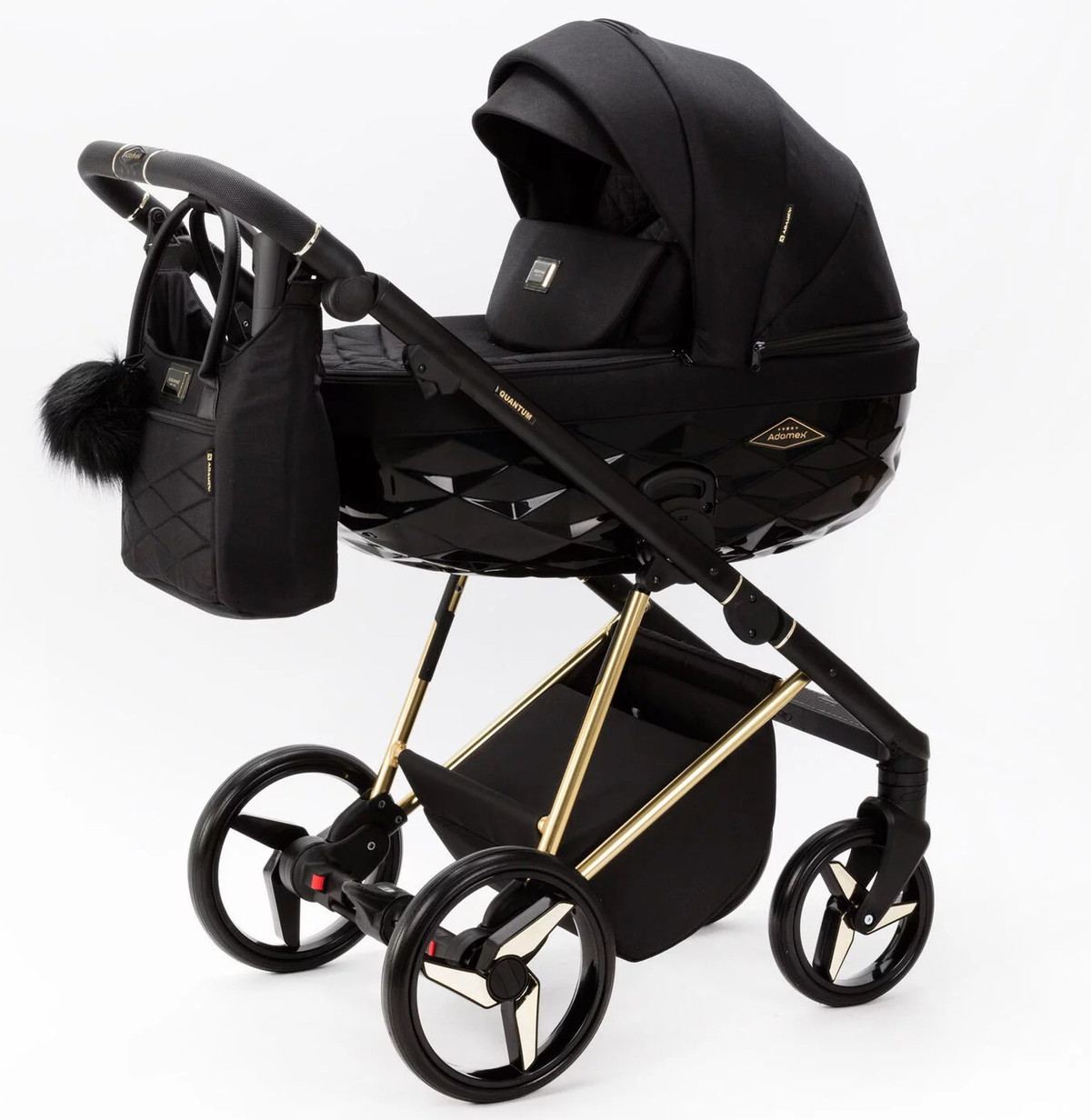 Детская коляска Adamex Quantum Special Edition 3 в 1 Q-TK617 (ЧЕРНЫЙ+ЗОЛОТО РАМА)