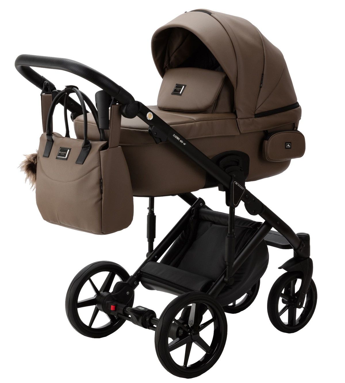 Детская коляска Adamex Lumi Air Deluxe 3 в 1 L-SA09 (Т.БЕЖЕВАЯ КОЖА)