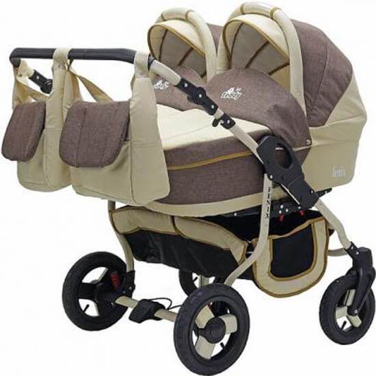 Детская коляска для двойни Teddy (BartPlast) Fenix Duo 2 в 1 06 бежевый-коричневый