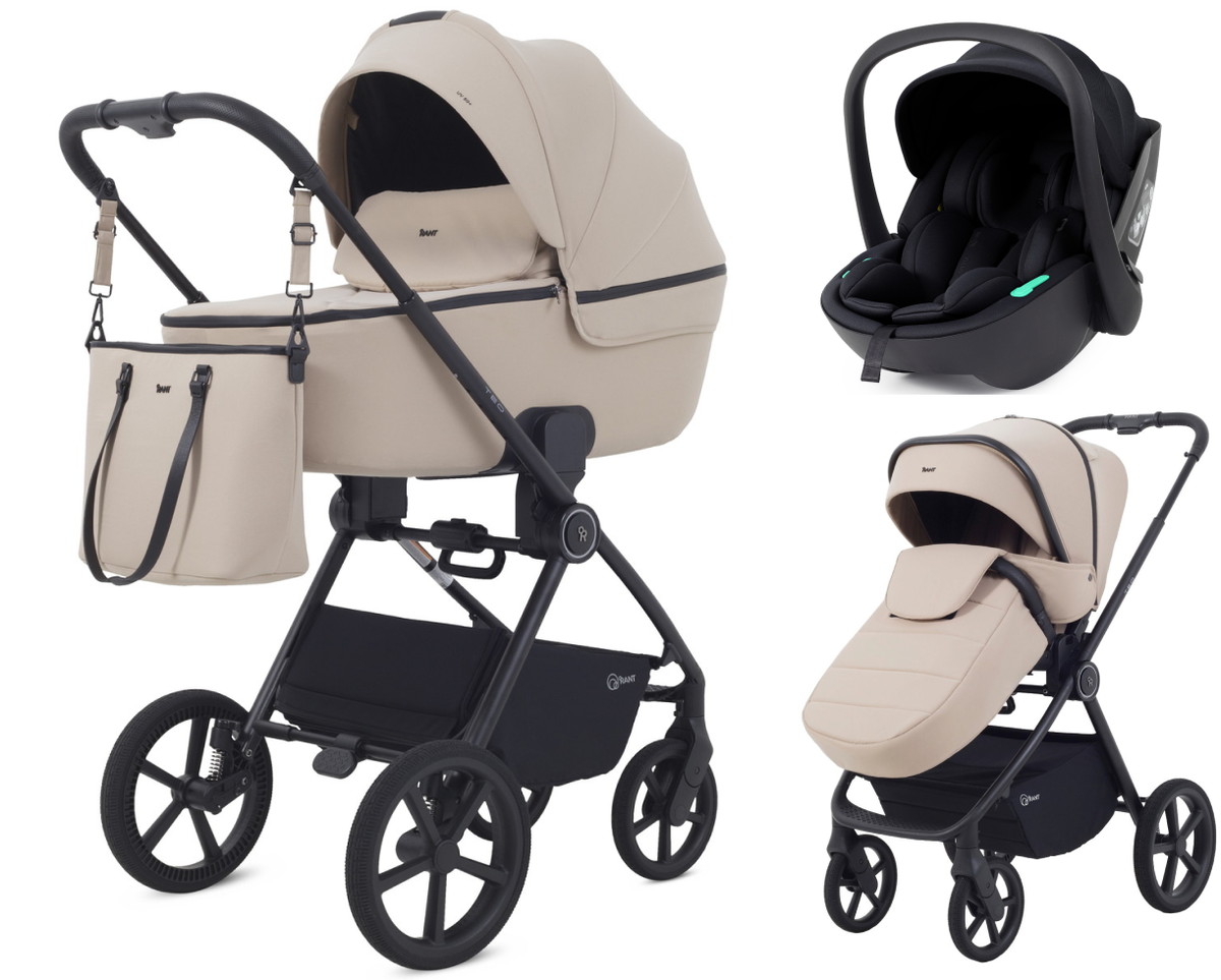 Детская коляска Rant Teo Soft 3 в 1 с автокреслом Miro Black Beige