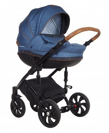Детская коляска Tutis Mimi Style 3 в 1 683334 Деним + Синий букле + кожа Коричневая