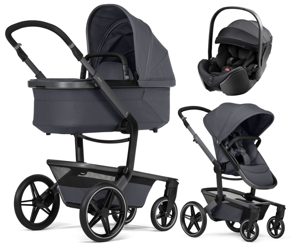 Детская коляска 3 в 1 Joolz Day 5 и автокресло Britax Roemer Baby-Safe Pro Style Carbon Black без адаптеров Stone Grey