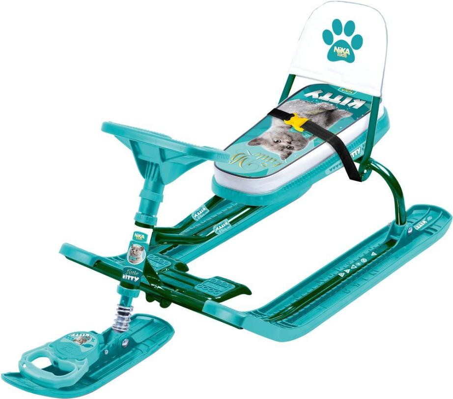 Детский снегокат Nika Тимка спорт 4-1 котенок-зеленый каркас