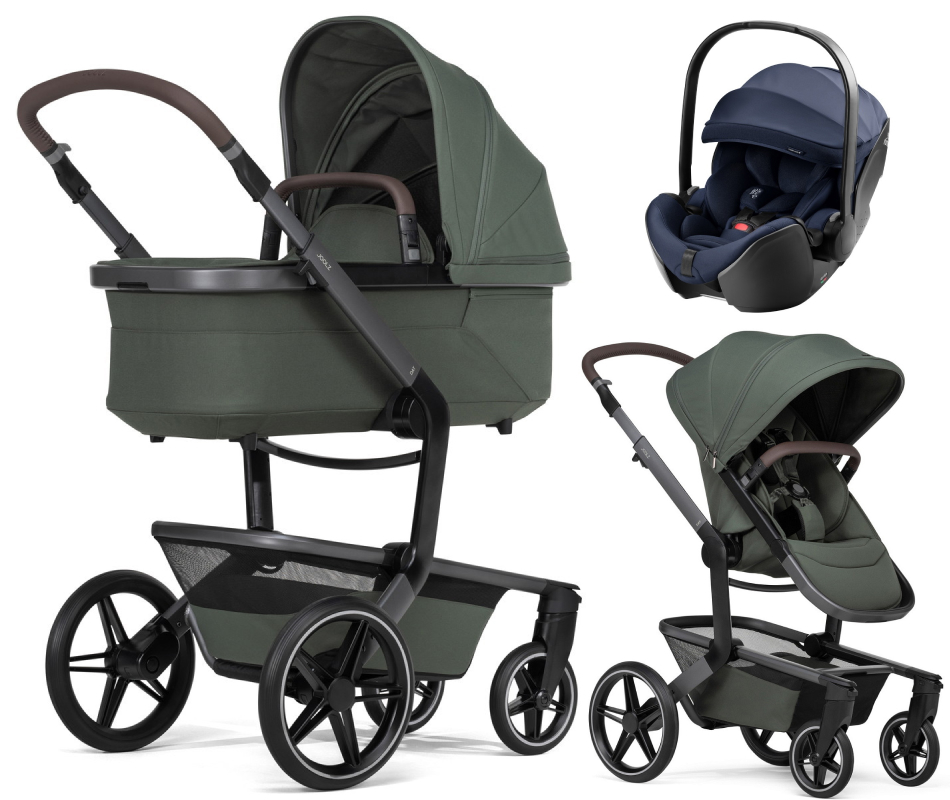 Детская коляска 3 в 1 Joolz Day 5 и автокресло Britax Roemer Baby-Safe Pro Style Night Blue Forest Green