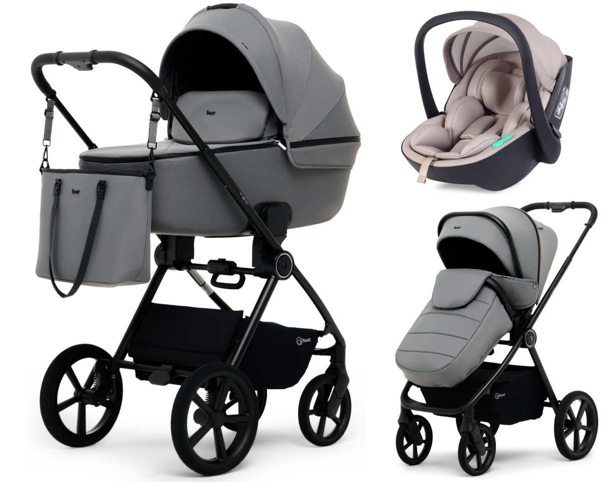 Детская коляска Rant Teo Soft 3 в 1 с автокреслом Miro Beige Grey