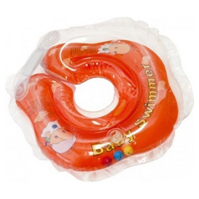 Круг для купания Baby Swimmer 0+ оранжевый полуцвет погремушка
