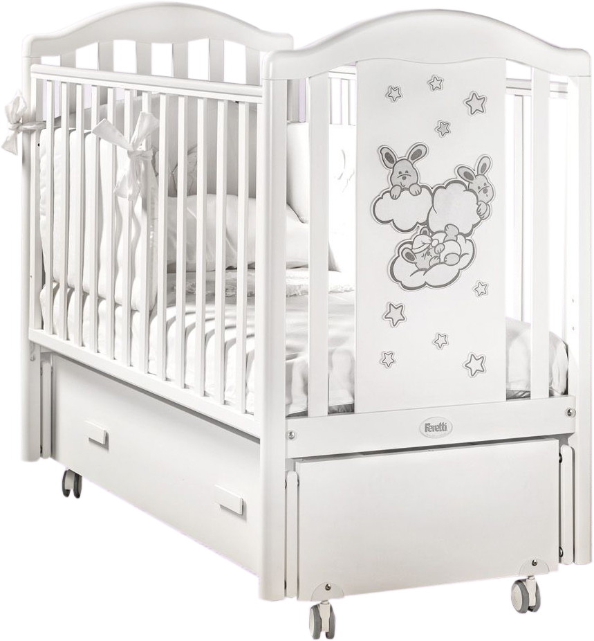 Детская кроватка Feretti Romance Swing (маятник продольный) 125x65 см bianco/white (белый)