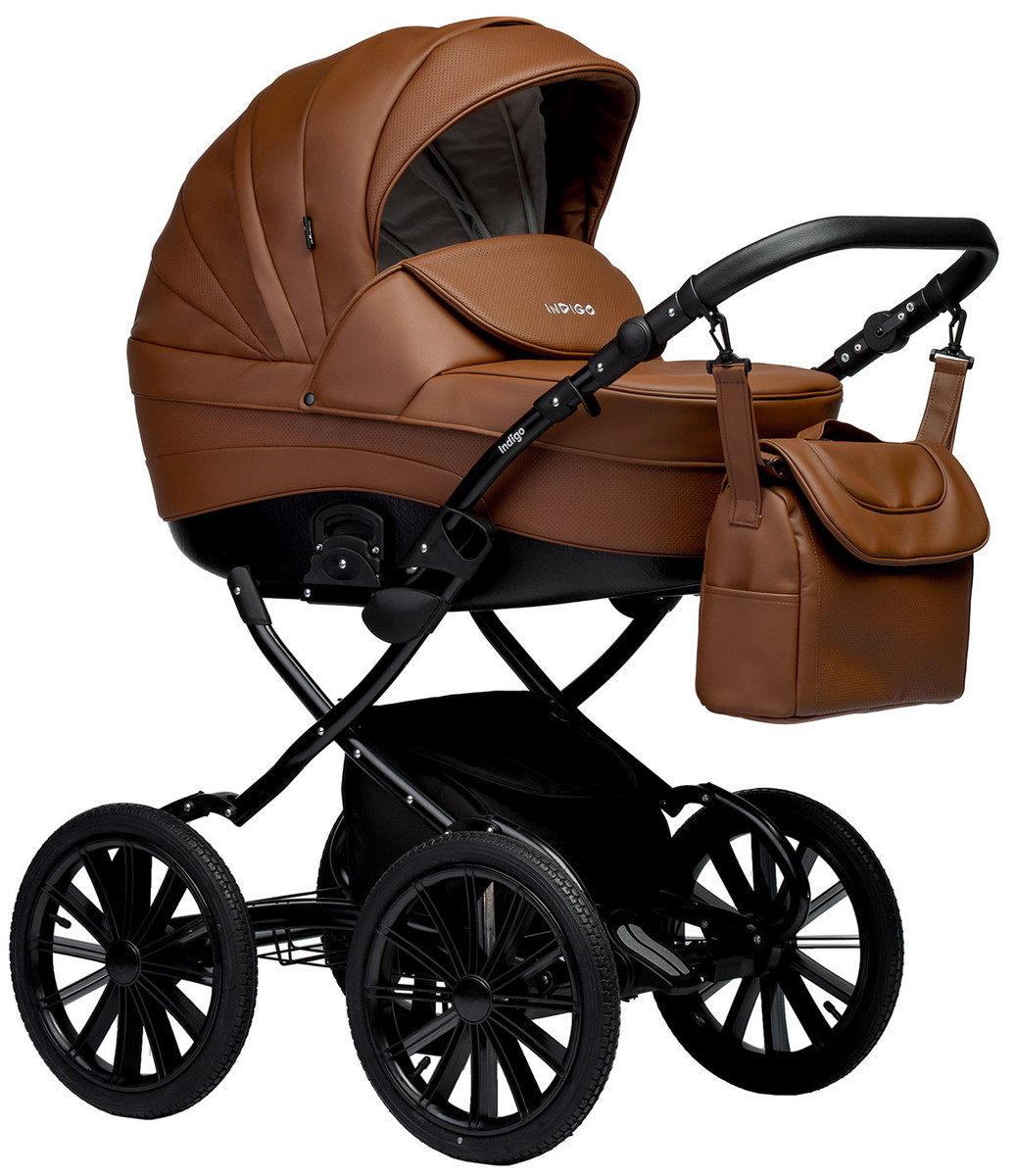 Детская коляска Indigo Special Plus 2 в 1 Is08 коричневая кожа