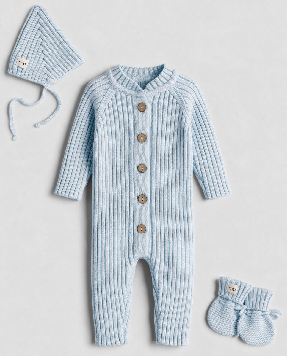 Комплект Mimibaby 3в1 лапша (хлопок) небесный, 0-6 мес. (56-68 см) 56