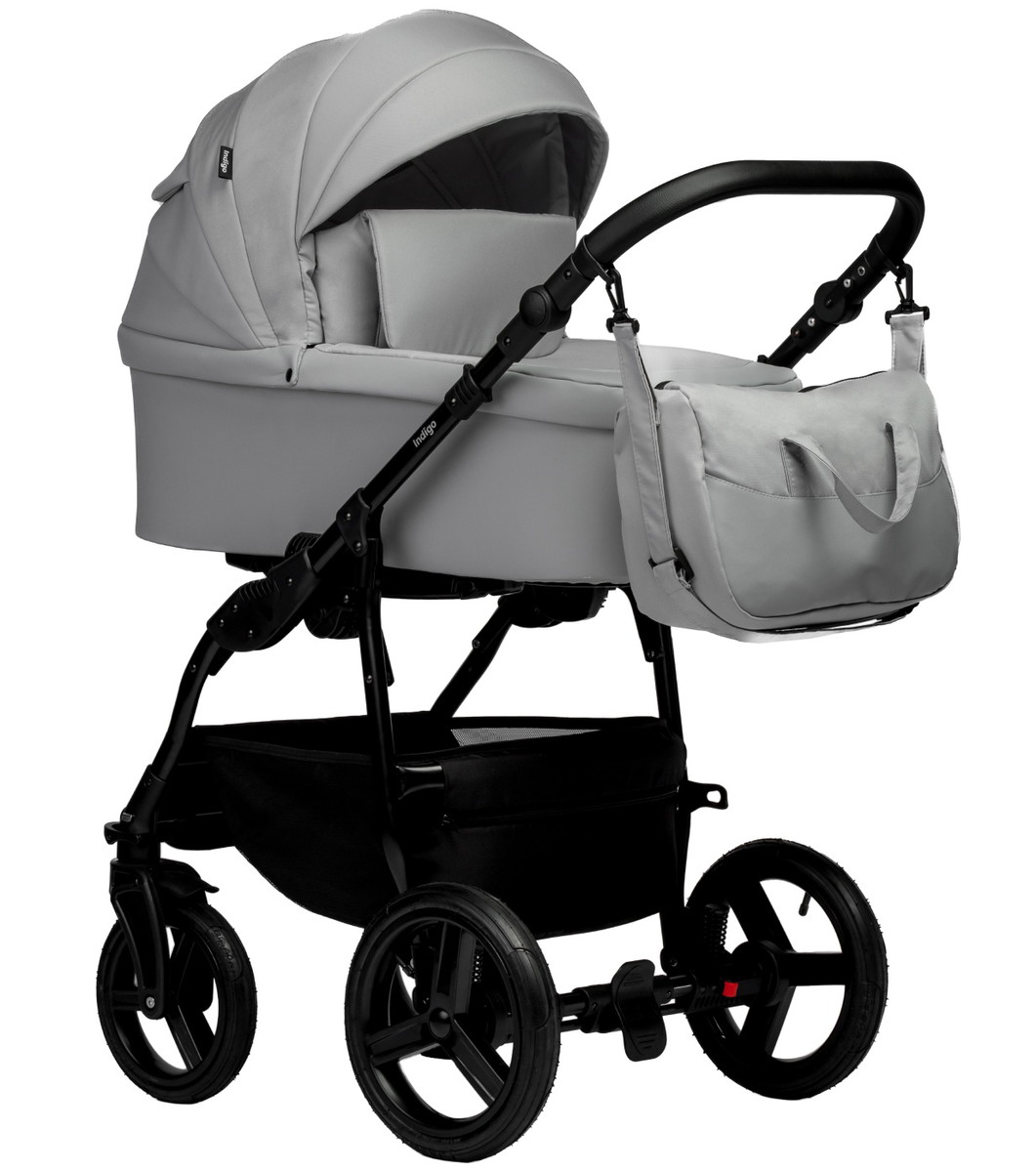 Детская коляска Indigo Impulse Eco 2 в 1 Ie04 св.серая кожа/св.серый