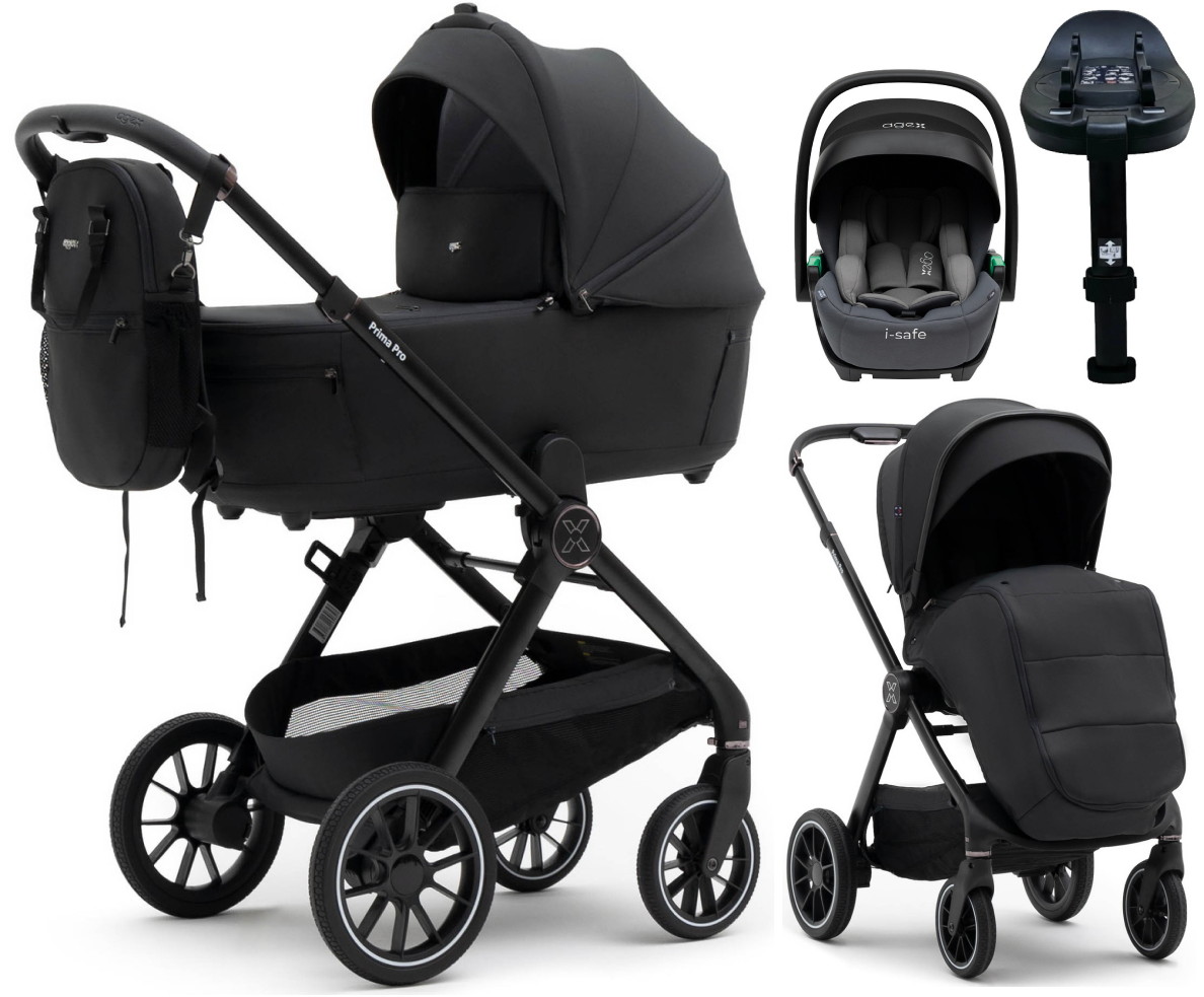 Коляска Agex Prima Pro 4 в 1 с автокреслом i-Safe S Grey и базой Midnight Grey (Темно-серый)