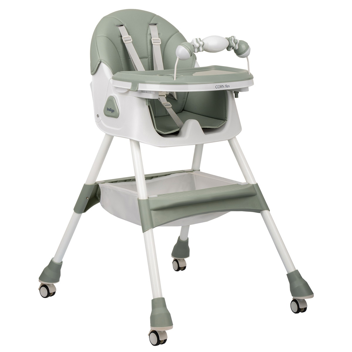 Стульчик для кормления Indigo Corn flex зеленый-серый