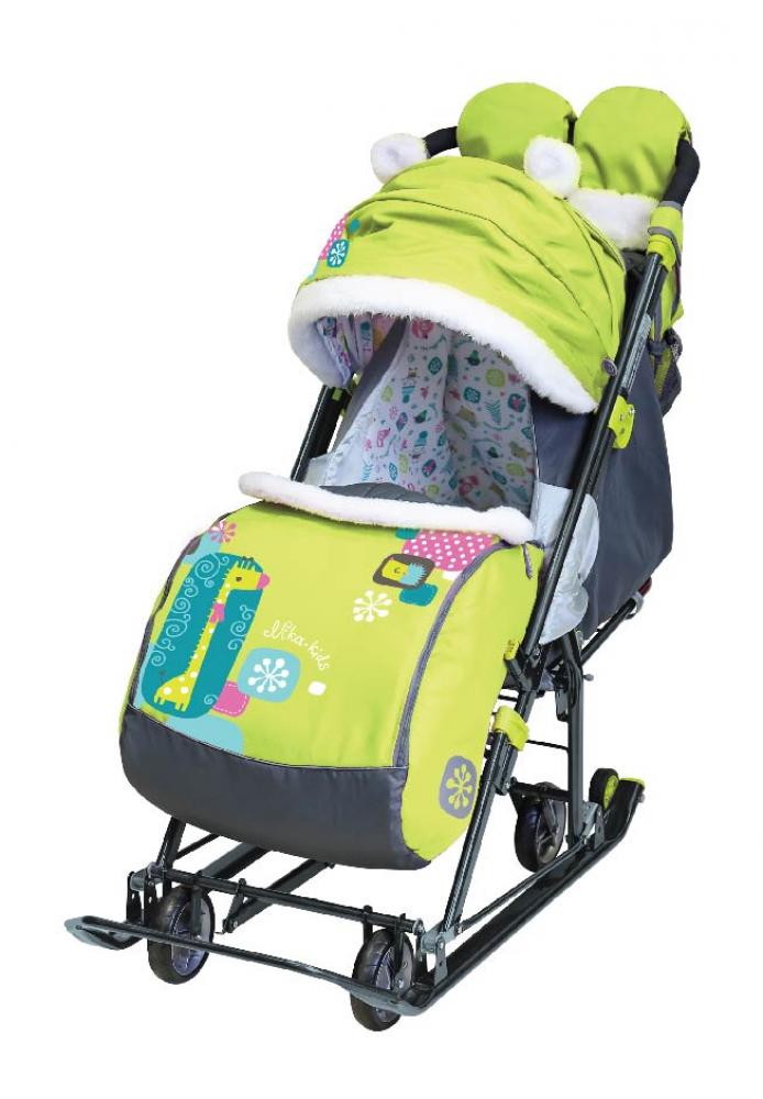 Детские санки-коляска Nika Ника Детям 7-6 лимонный Жираф