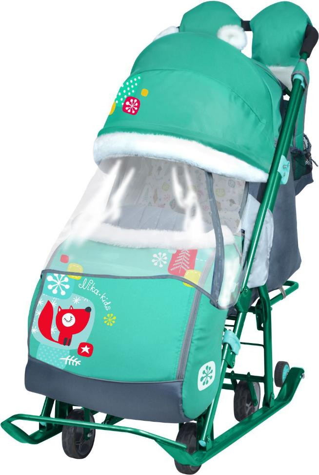 Детские санки-коляска Nika Ника Детям 7-2 лисичка изумруд