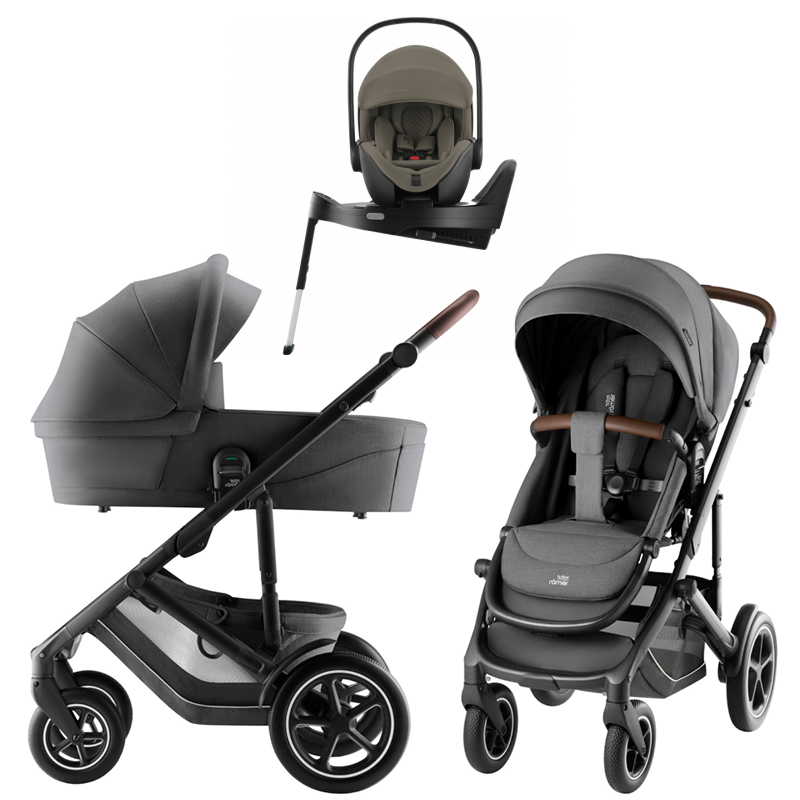 Коляска 3 в 1 Britax Roemer Smile 5Z Style и автокресло Baby-Safe PRO LUX Urban Olive + Vario Base 5Z Mineral Grey