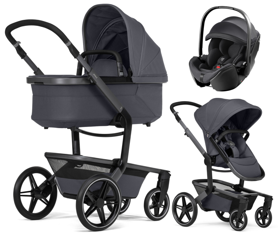 Детская коляска 3 в 1 Joolz Day 5 и автокресло Britax Roemer Baby-Safe Pro Classic Deep Black без адаптеров Stone Grey
