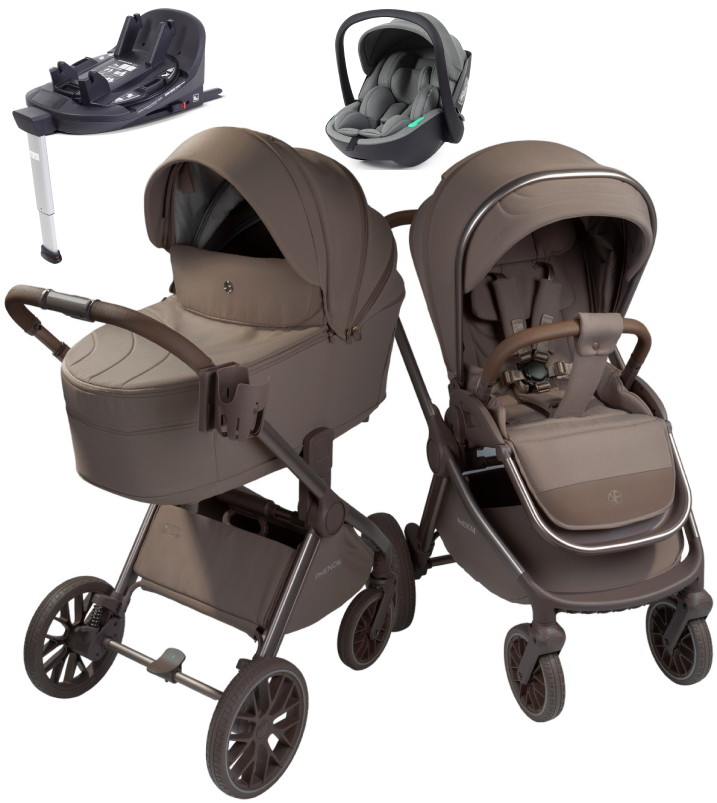 Детская коляска AmaroBaby Phenom 4 в 1 с автокреслом Rant Miro Olive и базой бежевый