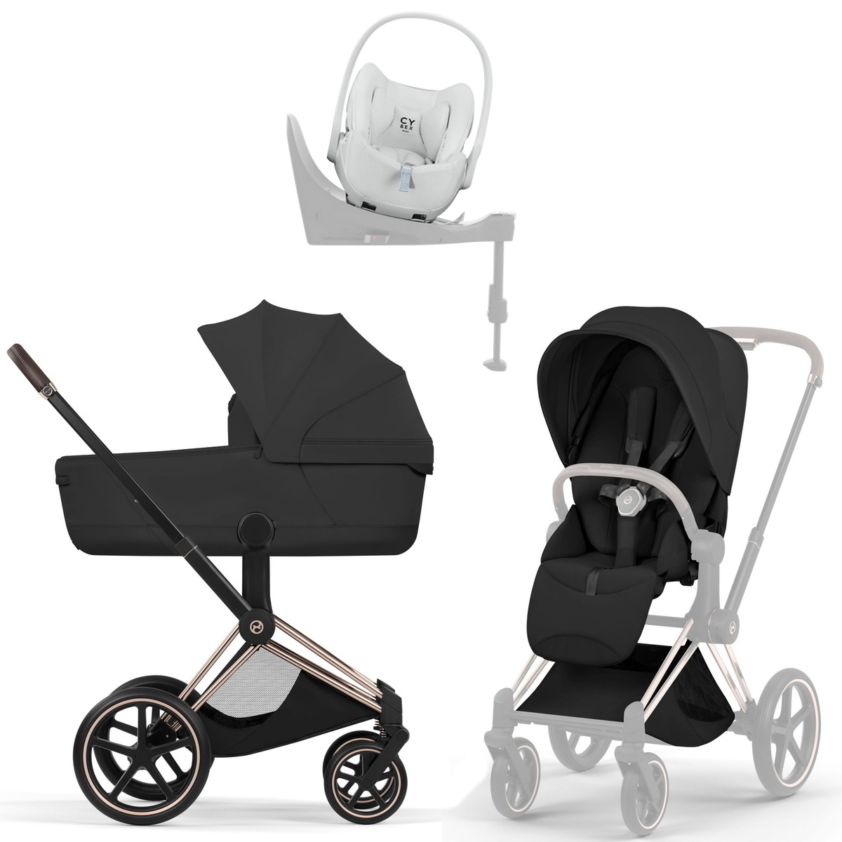 Коляска Cybex Priam V Rosegold Style Cloud T Urban Mobility White Base T 4 в 1 Sepia Black