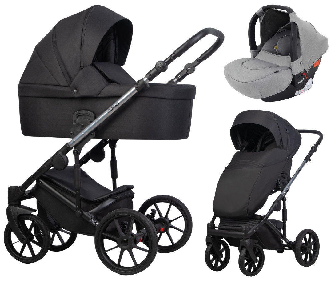 Детская коляска Riko Nano Thermo 3 в 1 с автокреслом Rant Cruise Grey 13 Black (черный)