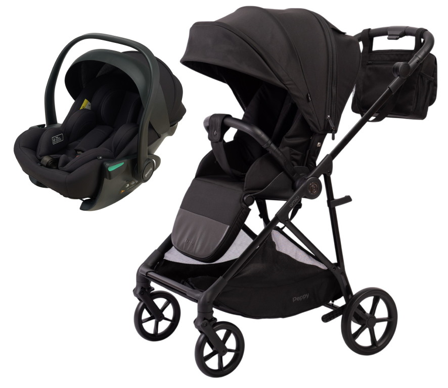 Прогулочная коляска Peppy Amici с автокреслом Jet Black Black рама Black