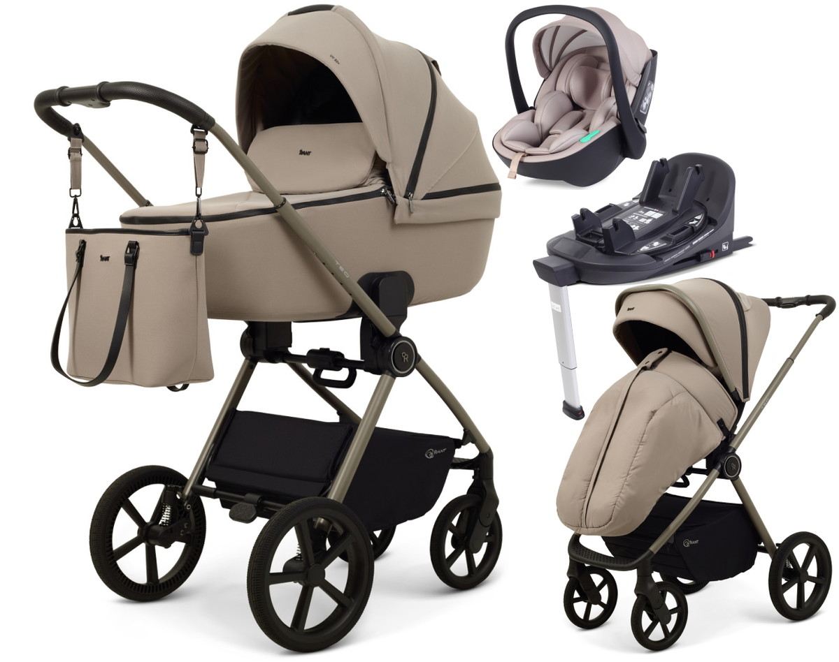 Детская коляска Rant Teo Soft 4 в 1 с автокреслом Miro Beige и базой Cloud