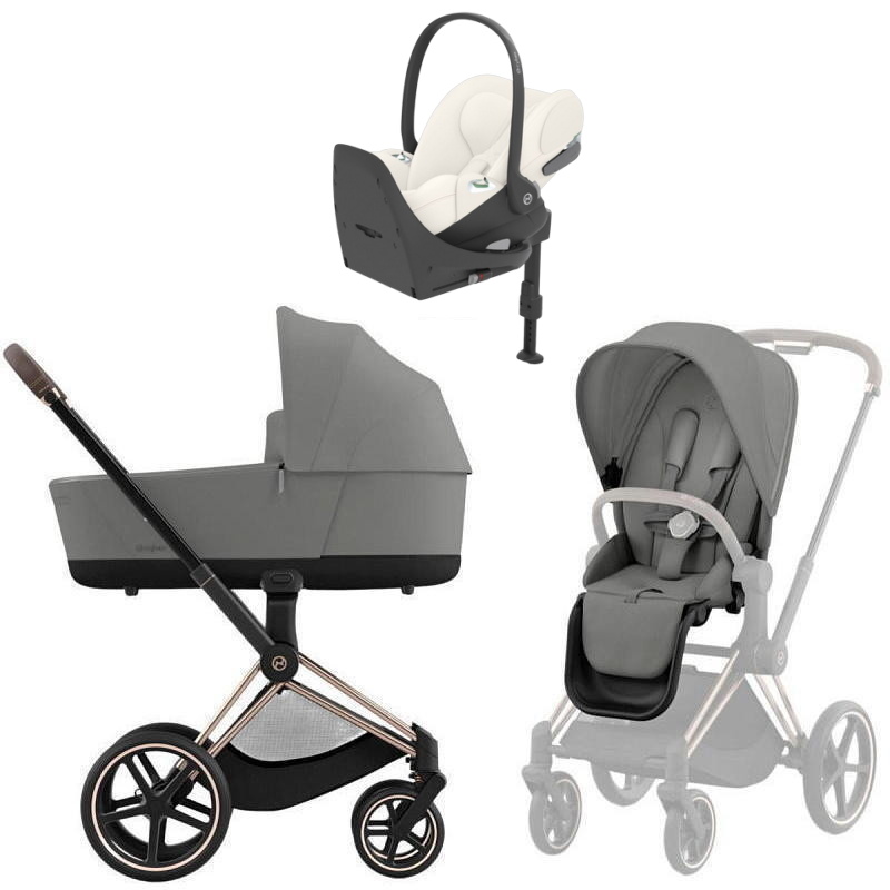 Коляска Cybex Priam IV Rosegold complete Cloud T Off White Plus Base T 4 в 1 Mirage Grey