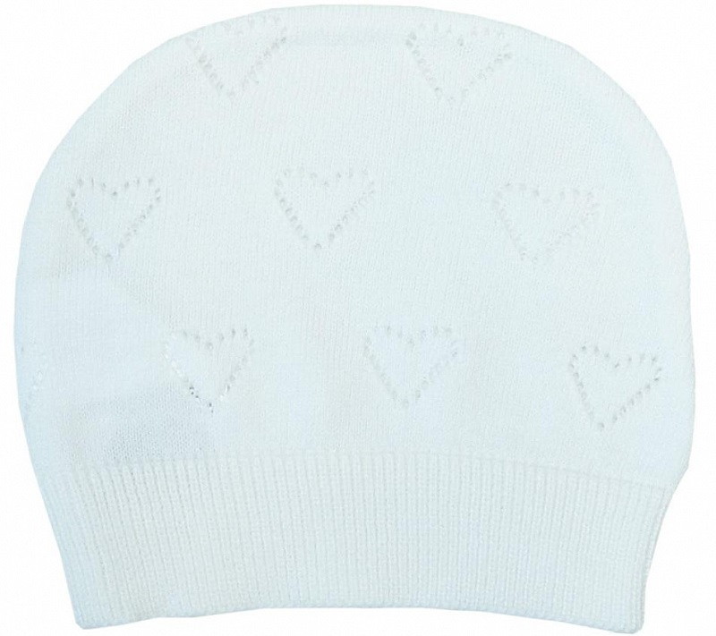 Шапочка Папитто Сердечки вязаная 73-7015 экрю 50